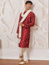 Men's Maroon Silk Blend Kurta, Pant And Dupatta Set